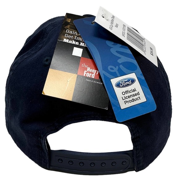 Ford Men's Officially Licensed Vintage Distressed Snapback Hat Cap in Navy - Picture 4 of 5